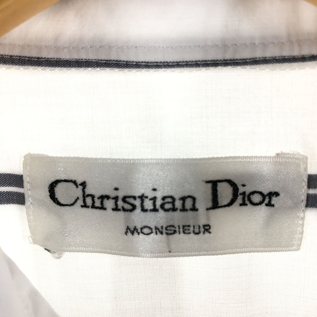 Christian Dior Short Sleeve Cotton Striped Shirt Box Shirt Men's M Size cotton white type Vintage Second Hand