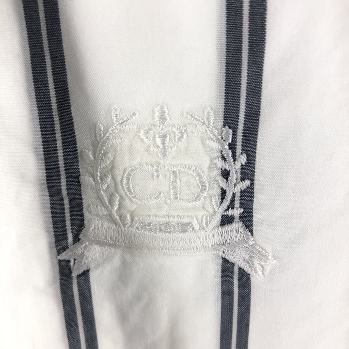 Christian Dior Short Sleeve Cotton Striped Shirt Box Shirt Men's M Size cotton white type Vintage Second Hand