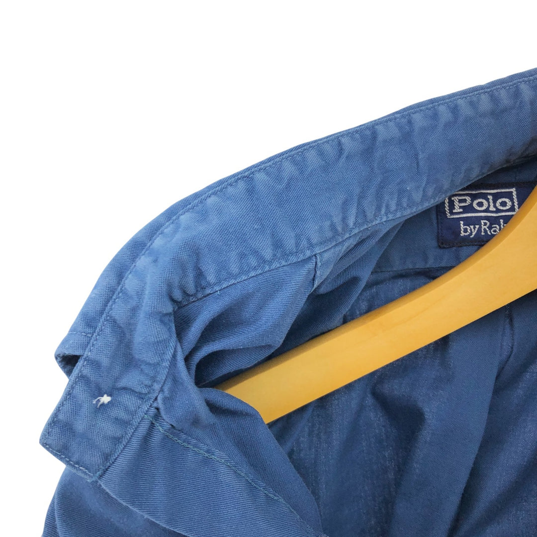 Ralph Lauren POLO by Ralph Lauren short sleeve button down shirt made in Canada men's XL size cotton Navy blue Vintage Second Hand