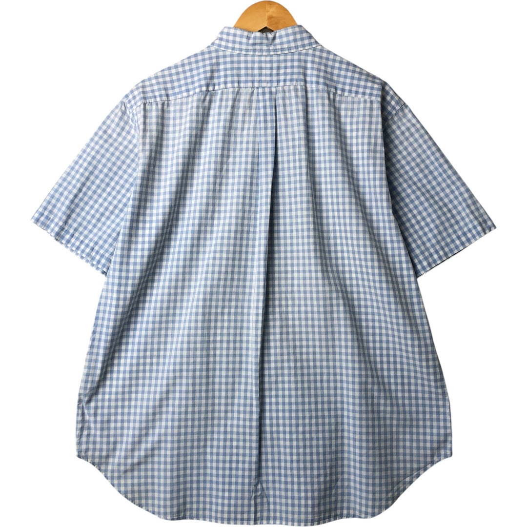 Ralph Lauren Classic Fit Gingham Check Short Sleeve Button-Down Check Shirt, Men's XL cotton Blue type light blue Vintage Second Hand