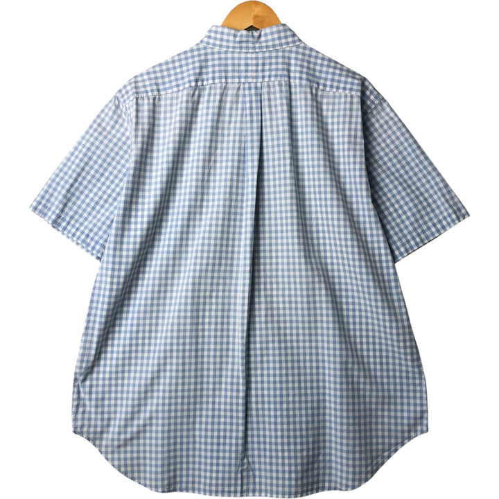 Ralph Lauren Classic Fit Gingham Check Short Sleeve Button-Down Check Shirt, Men's XL cotton Blue type light blue Vintage Second Hand