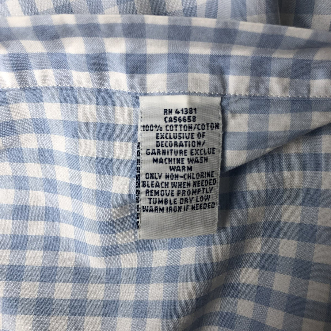 Ralph Lauren Classic Fit Gingham Check Short Sleeve Button-Down Check Shirt, Men's XL cotton Blue type light blue Vintage Second Hand