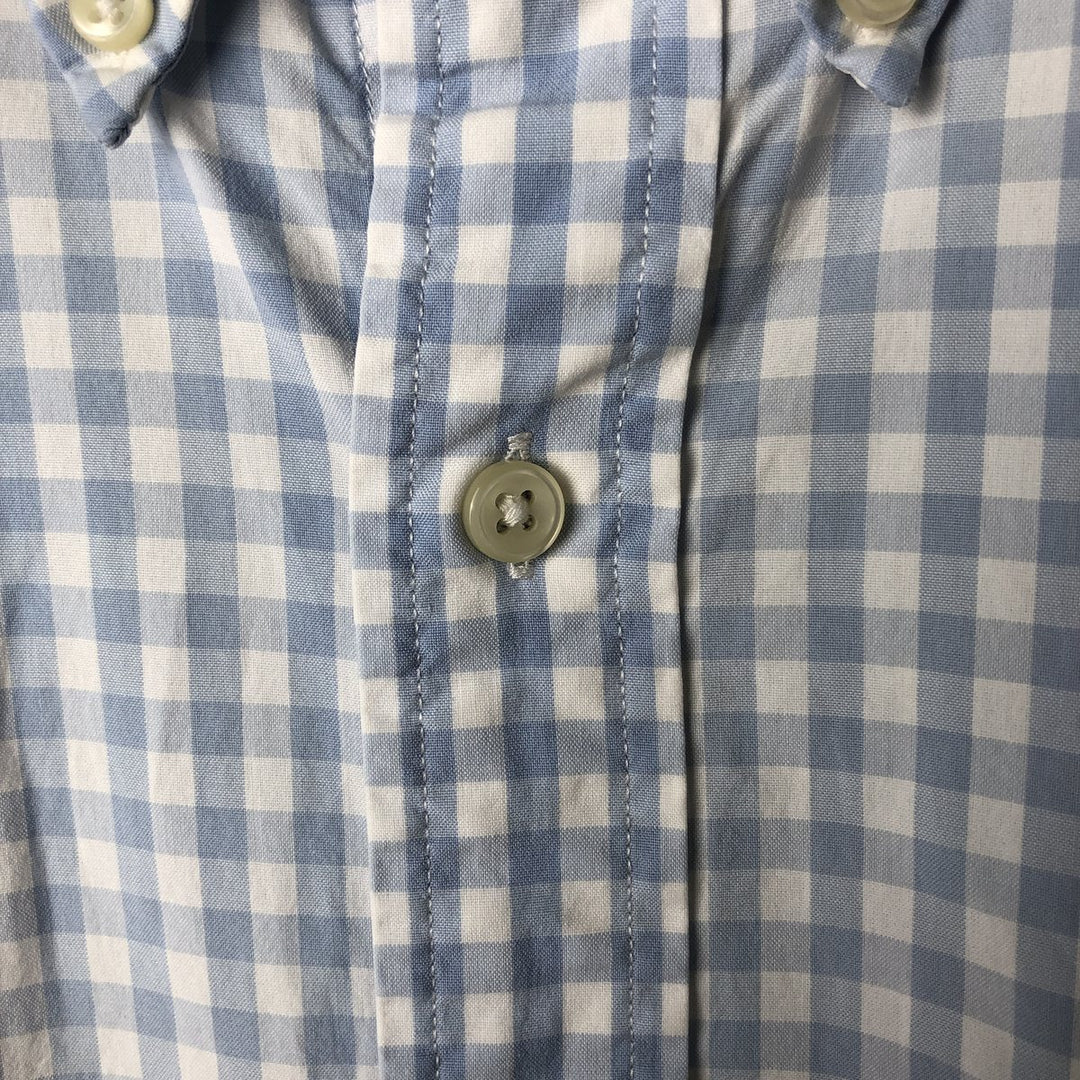 Ralph Lauren Classic Fit Gingham Check Short Sleeve Button-Down Check Shirt, Men's XL cotton Blue type light blue Vintage Second Hand