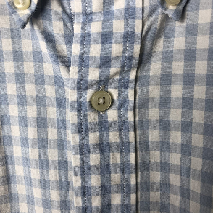 Ralph Lauren Classic Fit Gingham Check Short Sleeve Button-Down Check Shirt, Men's XL cotton Blue type light blue Vintage Second Hand