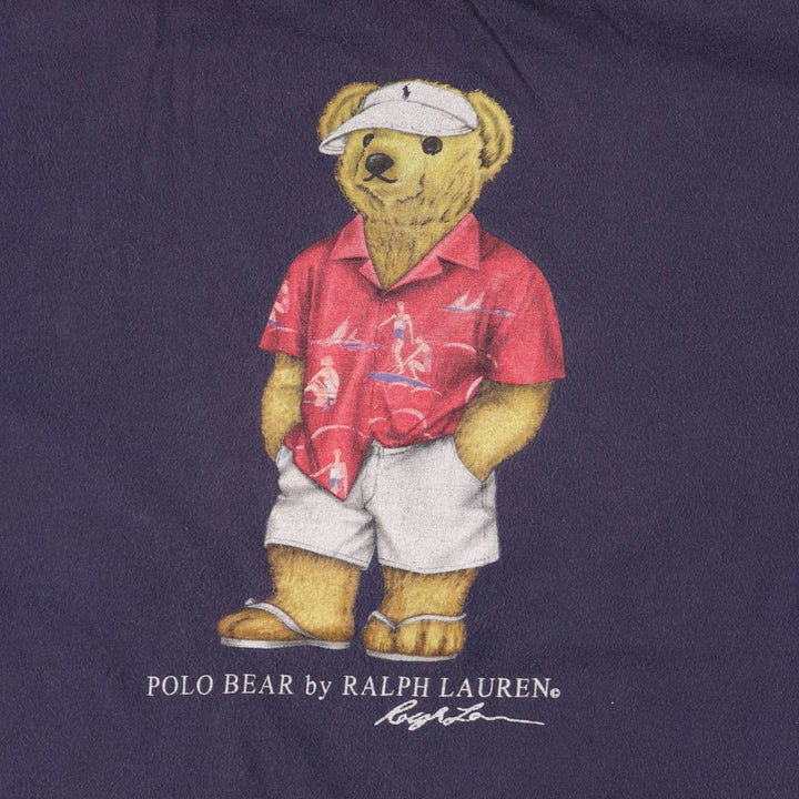 Ralph Lauren POLO by Ralph Lauren Polo Bear short sleeve printed T-shirt, men's size S cotton navy blue type Vintage Second Hand