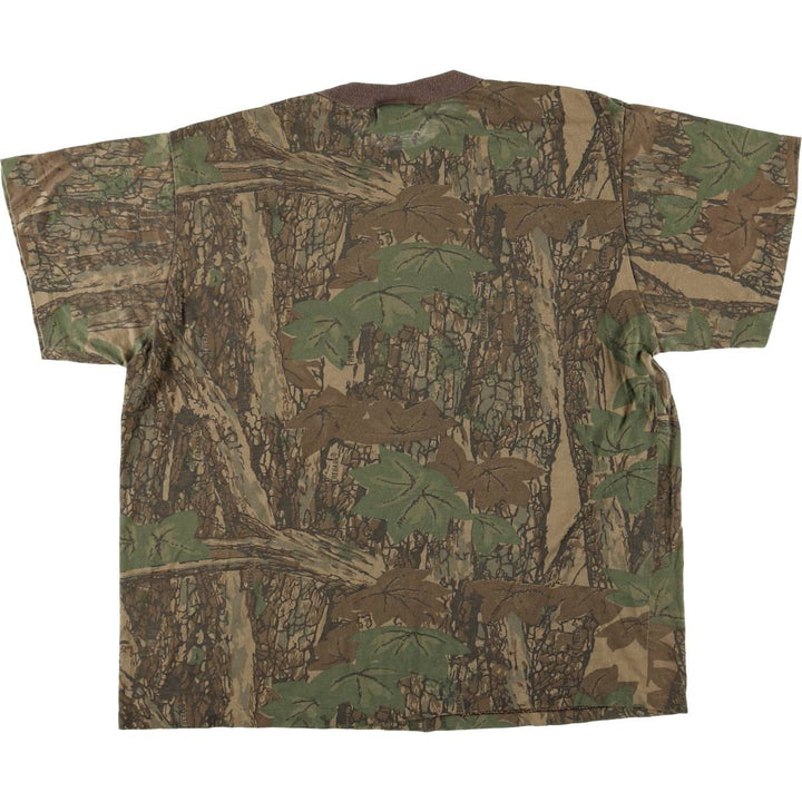 90s-00'S Cabela's Camouflage Pattern Realtree Camo Short Sleeve Pocket T-Shirt, Made in USA, Men's Size Large, Vintage cotton Khaki type Vintage Second Hand