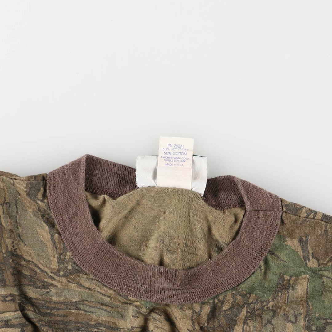 90s-00'S Cabela's Camouflage Pattern Realtree Camo Short Sleeve Pocket T-Shirt, Made in USA, Men's Size Large, Vintage cotton Khaki type Vintage Second Hand