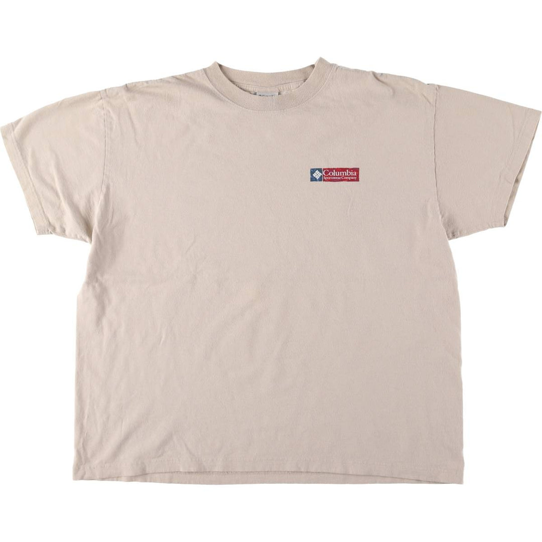 Columbia Fish Print Short Sleeve Logo T-Shirt, Men's XL cotton pale white type Vintage Second Hand