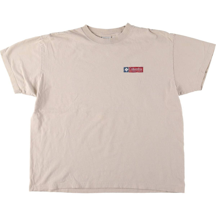 Columbia Fish Print Short Sleeve Logo T-Shirt, Men's XL cotton pale white type Vintage Second Hand