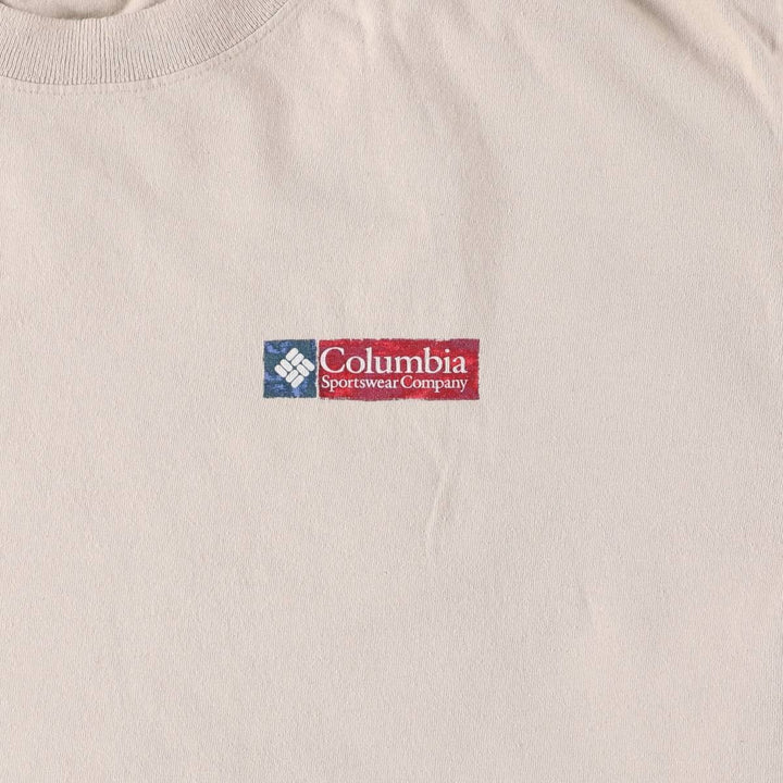 Columbia Fish Print Short Sleeve Logo T-Shirt, Men's XL cotton pale white type Vintage Second Hand