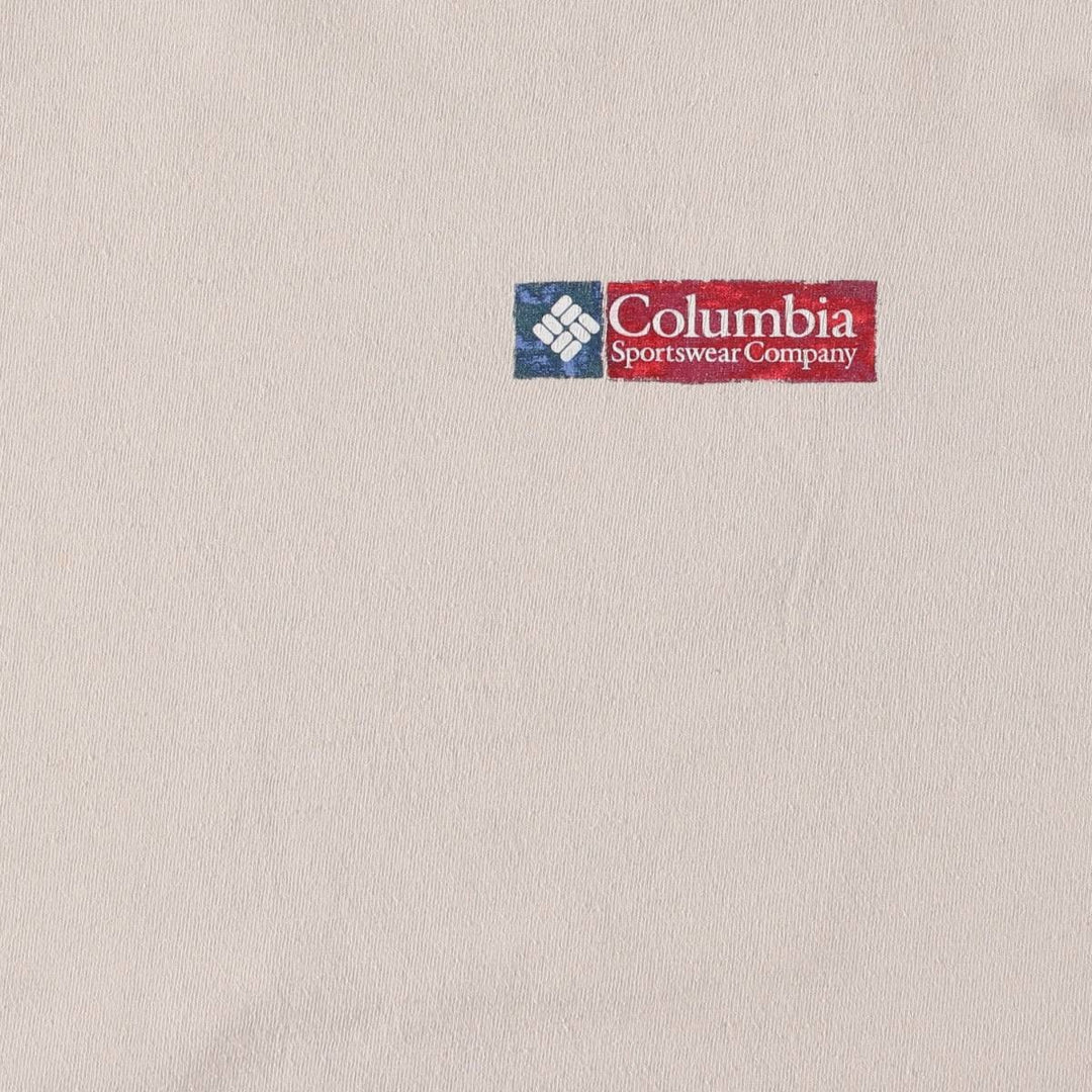 Columbia Fish Print Short Sleeve Logo T-Shirt, Men's XL cotton pale white type Vintage Second Hand