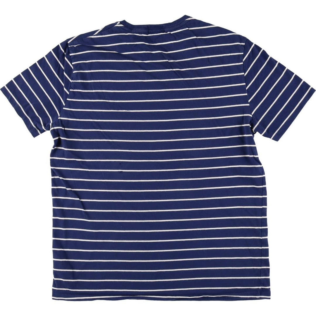 Ralph Lauren POLO RALPH LAUREN CUSTOM SLIM FIT short sleeve striped T-shirt men's size L cotton navy blue type Vintage Second Hand