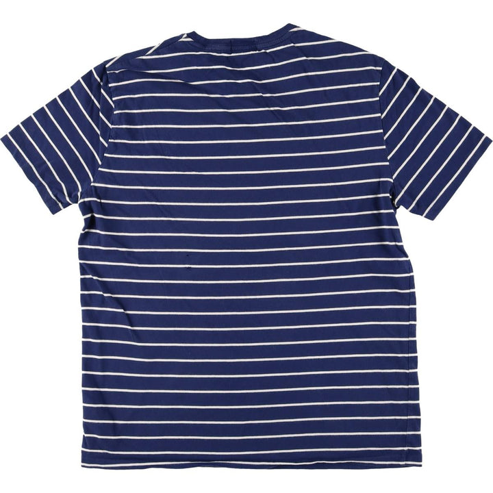 Ralph Lauren POLO RALPH LAUREN CUSTOM SLIM FIT short sleeve striped T-shirt men's size L cotton navy blue type Vintage Second Hand