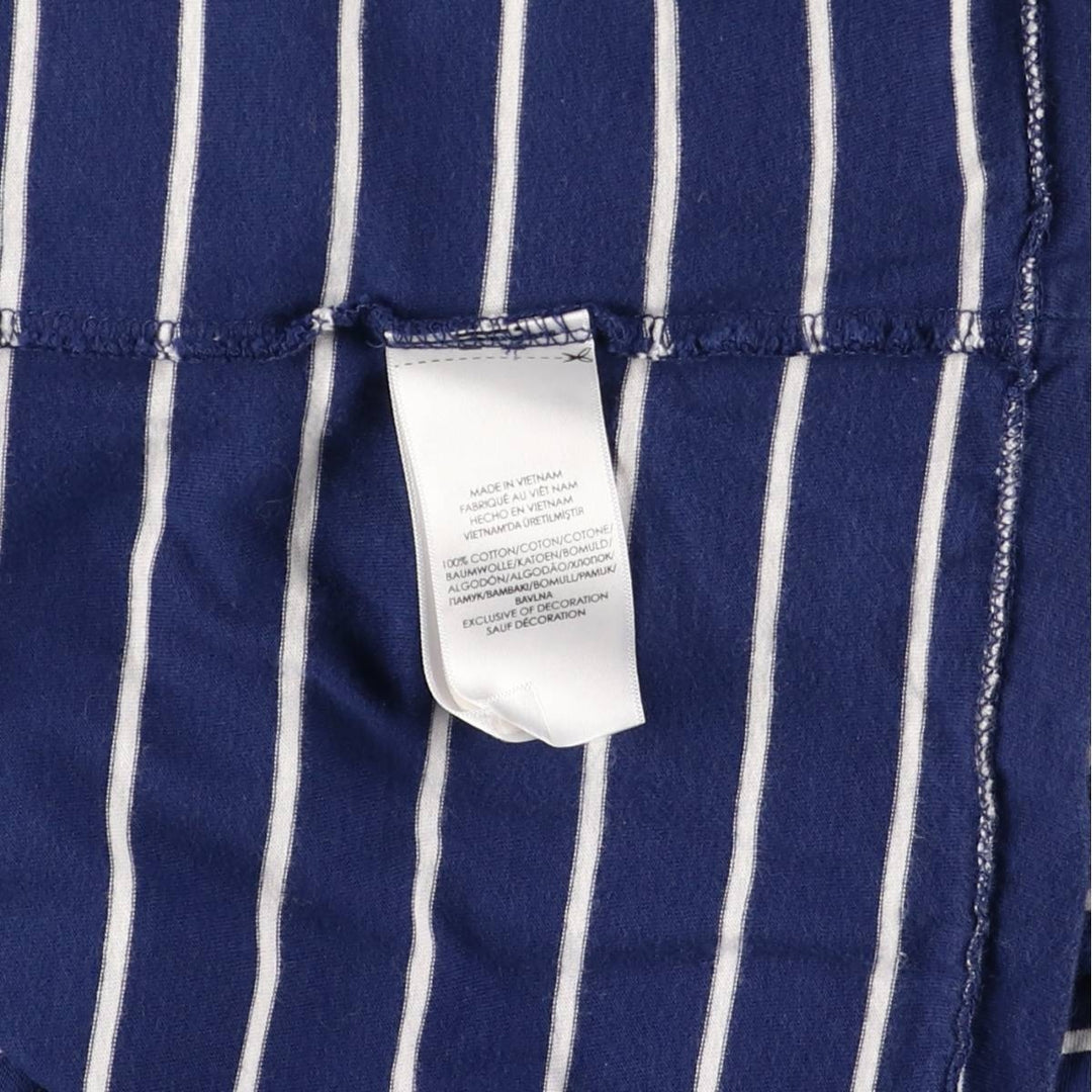 Ralph Lauren POLO RALPH LAUREN CUSTOM SLIM FIT short sleeve striped T-shirt men's size L cotton navy blue type Vintage Second Hand