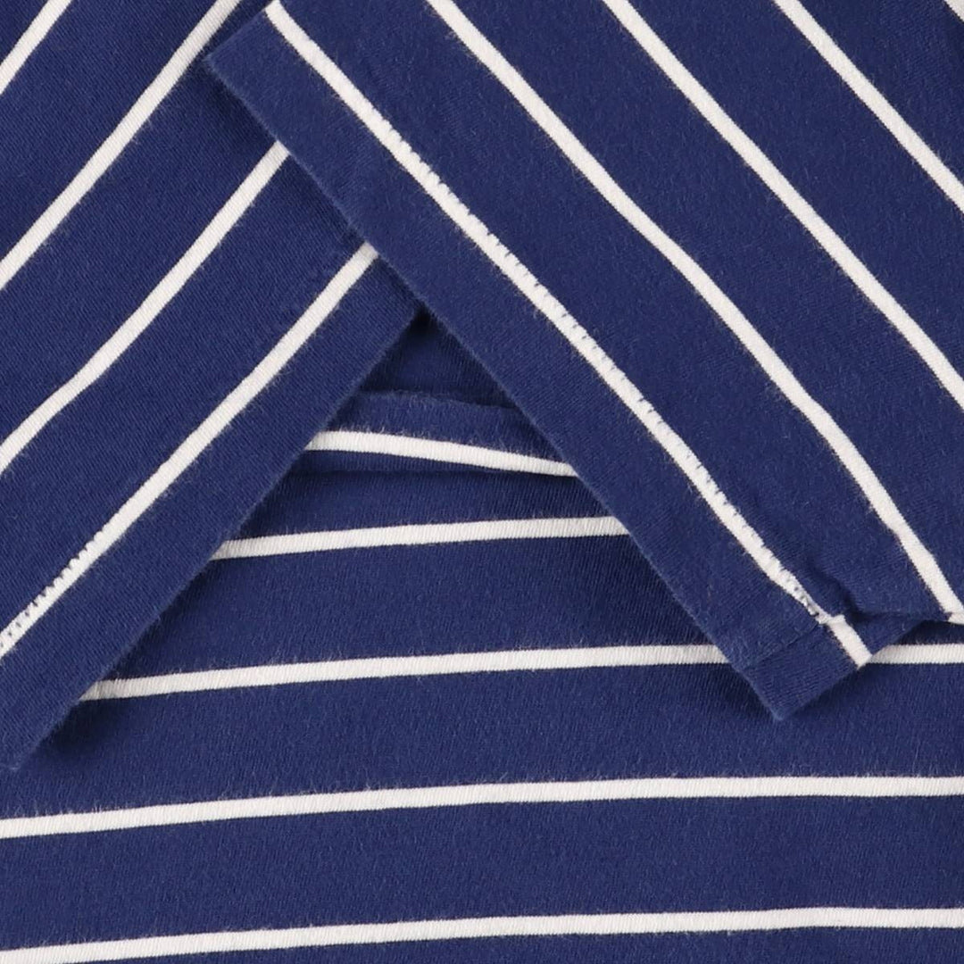 Ralph Lauren POLO RALPH LAUREN CUSTOM SLIM FIT short sleeve striped T-shirt men's size L cotton navy blue type Vintage Second Hand