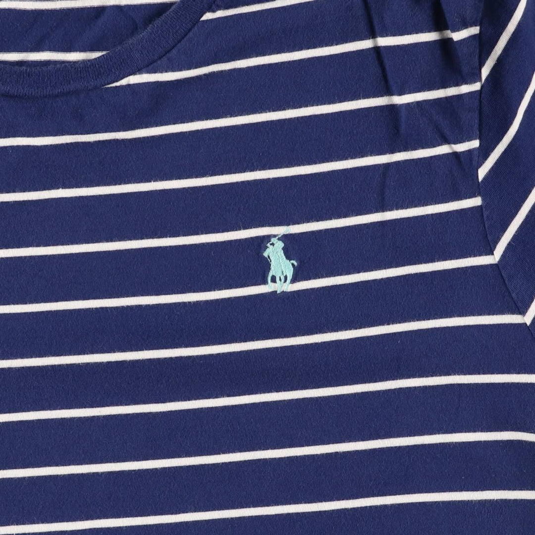 Ralph Lauren POLO RALPH LAUREN CUSTOM SLIM FIT short sleeve striped T-shirt men's size L cotton navy blue type Vintage Second Hand