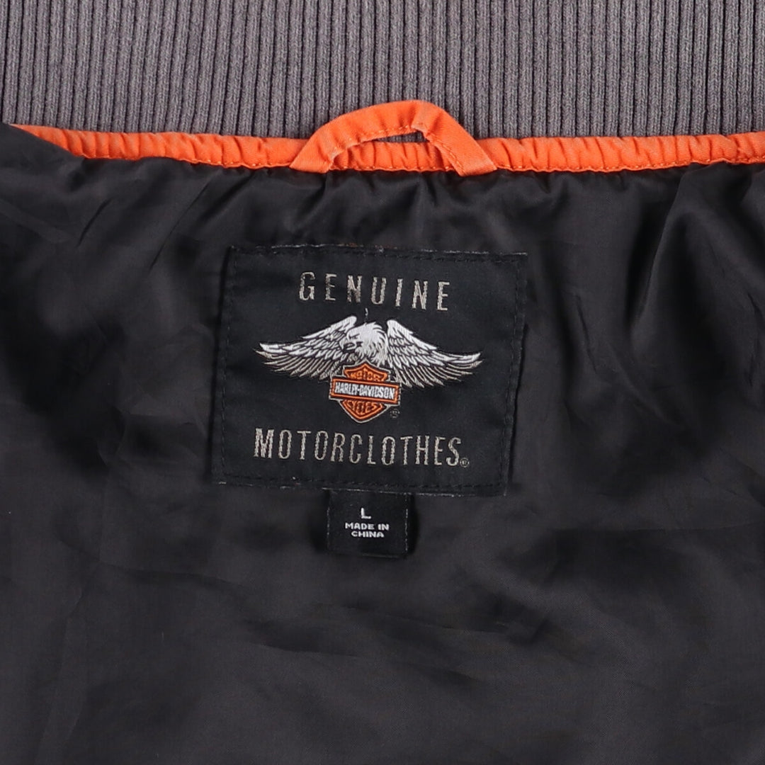 Harley-Davidson Eagle Pattern Cotton Blouson Men's Size L cotton black type Vintage Second Hand