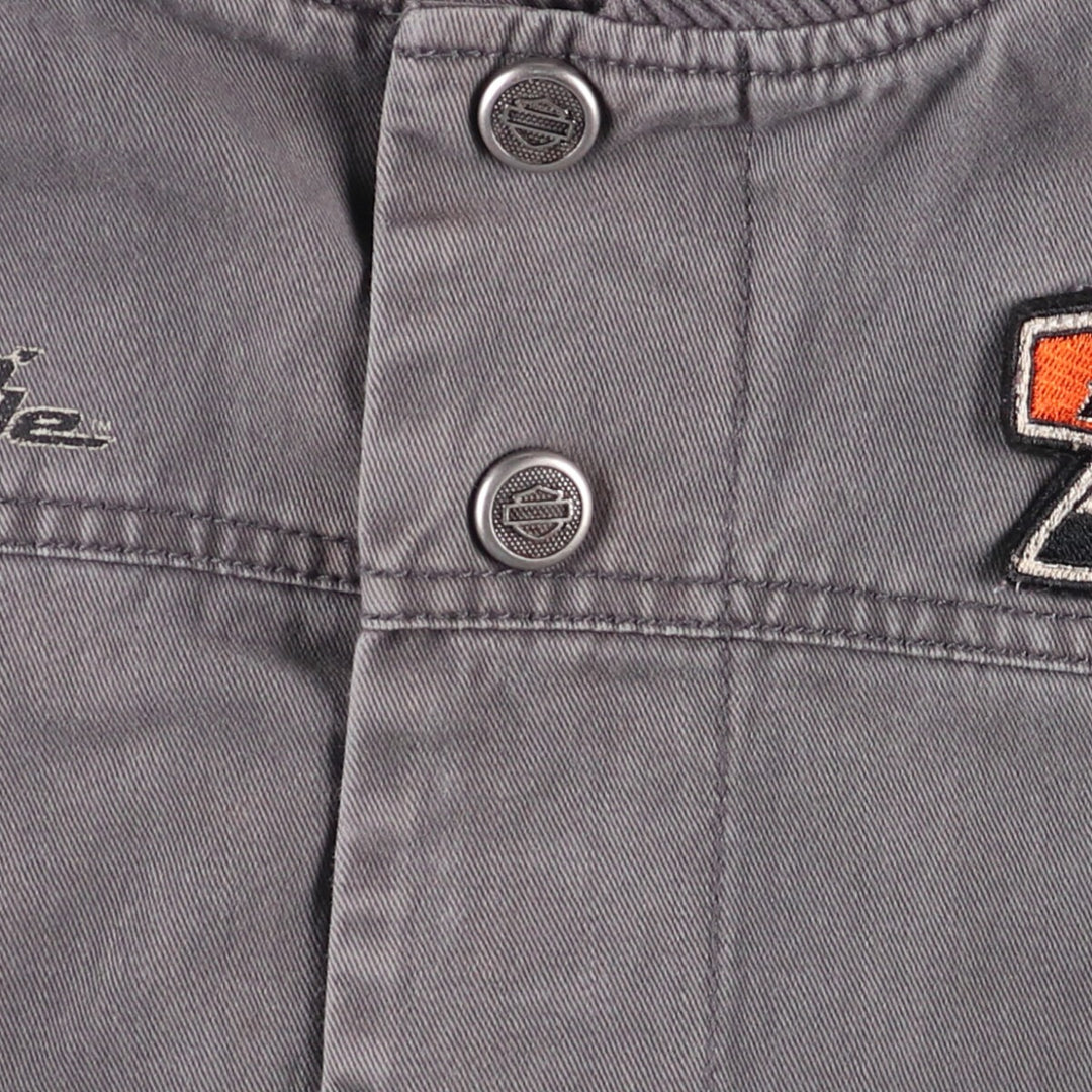 Harley-Davidson Eagle Pattern Cotton Blouson Men's Size L cotton black type Vintage Second Hand