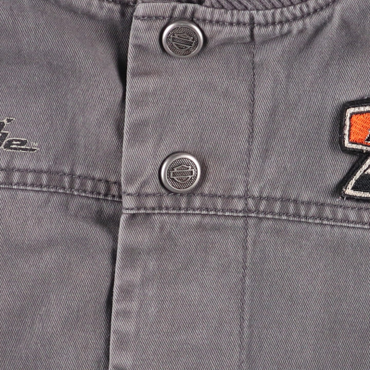 Harley-Davidson Eagle Pattern Cotton Blouson Men's Size L cotton black type Vintage Second Hand