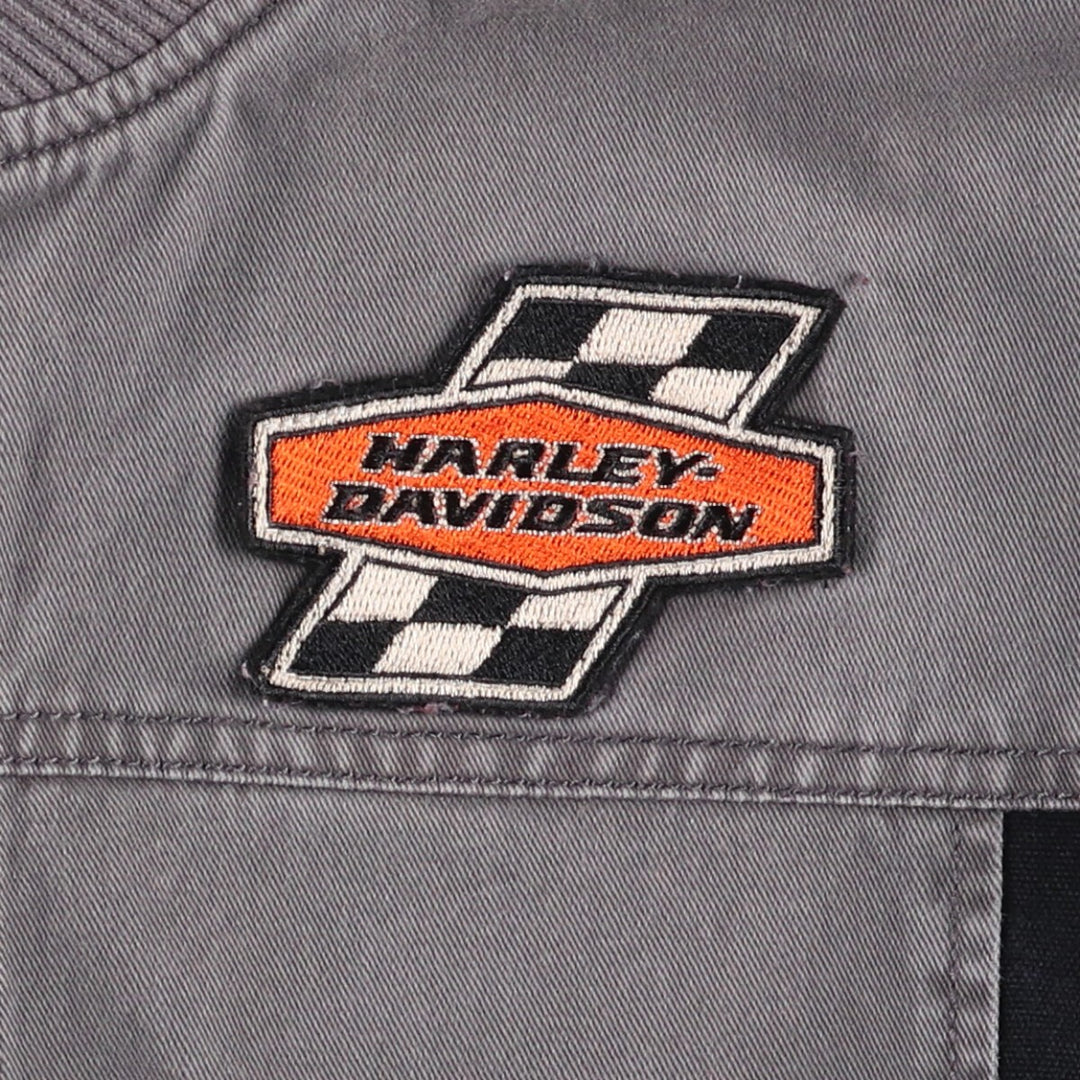 Harley-Davidson Eagle Pattern Cotton Blouson Men's Size L cotton black type Vintage Second Hand