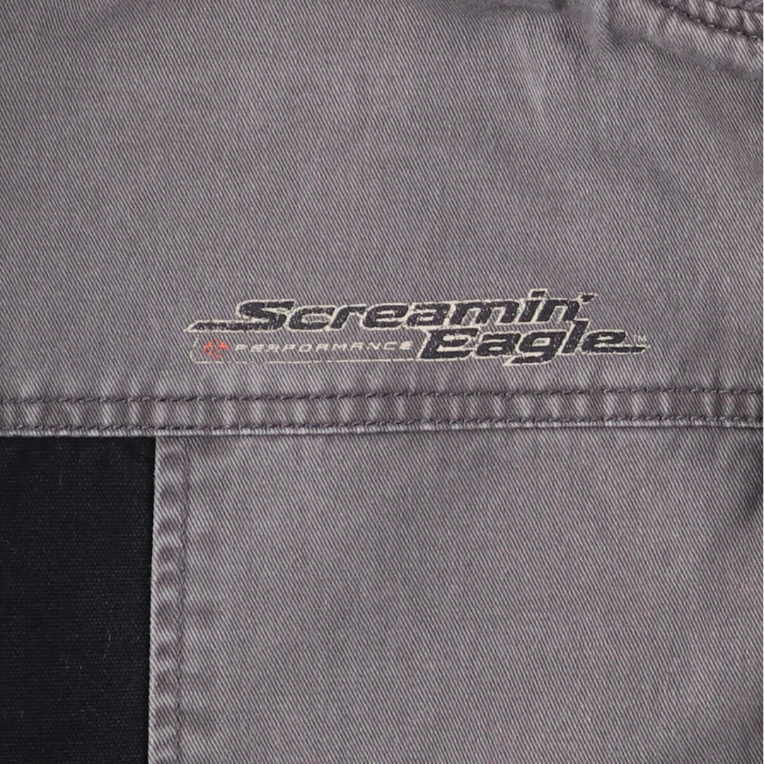 Harley-Davidson Eagle Pattern Cotton Blouson Men's Size L cotton black type Vintage Second Hand
