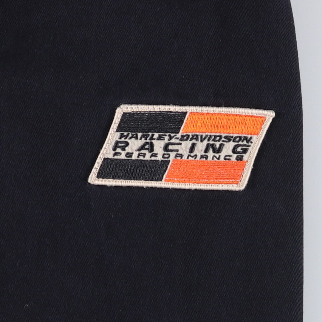 Harley-Davidson Eagle Pattern Cotton Blouson Men's Size L cotton black type Vintage Second Hand