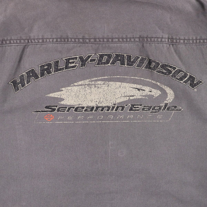 Harley-Davidson Eagle Pattern Cotton Blouson Men's Size L cotton black type Vintage Second Hand