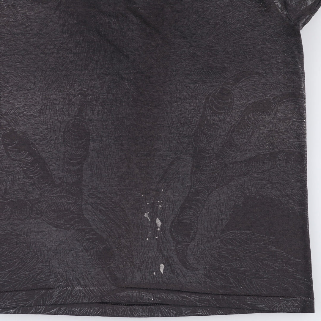 Vintage 90'S Screen Stars Eagle Pattern Large Print Animal T-Shirt, Made in USA, Men's Size L cotton black type Vintage Second Hand