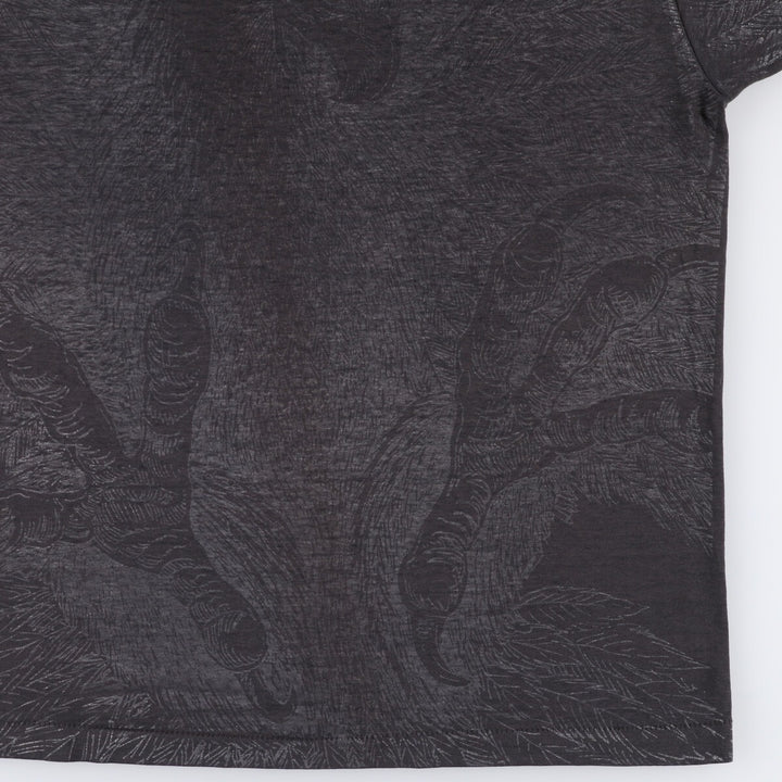 Vintage 90'S Screen Stars Eagle Pattern Large Print Animal T-Shirt, Made in USA, Men's Size L cotton black type Vintage Second Hand
