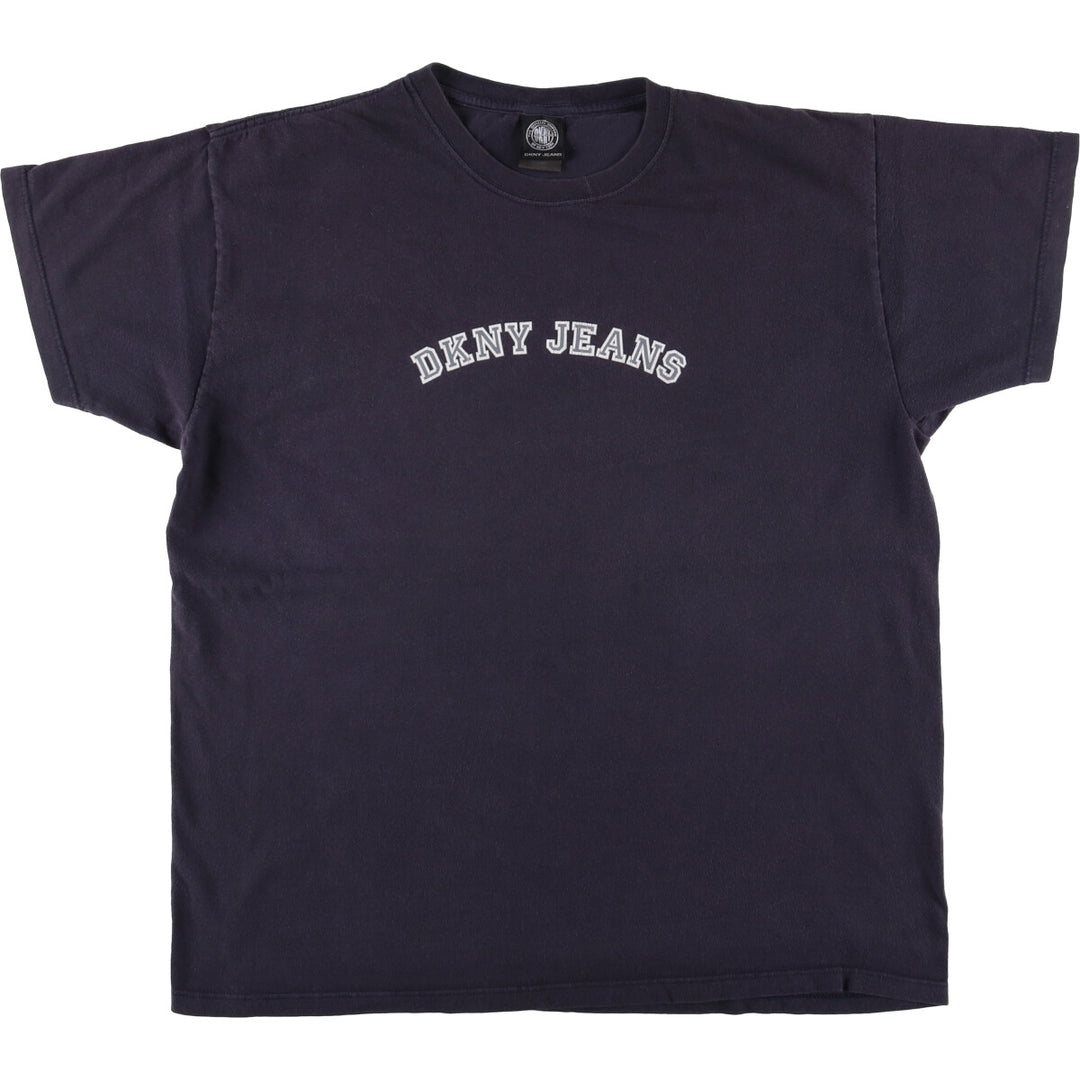 90'S Donna Karan New York DKNY JEANS Short Sleeve Logo T-Shirt, Made in USA, Men's XL, Vintage cotton black type Vintage Second Hand