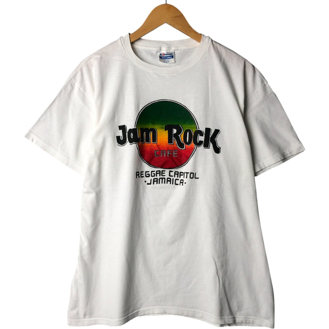 Vintage 1980'S Hanes 100% Cotton Blue Tag Jam Rock Cafe Parody Advertising T-Shirt, Men's XL cotton white type Vintage Second Hand
