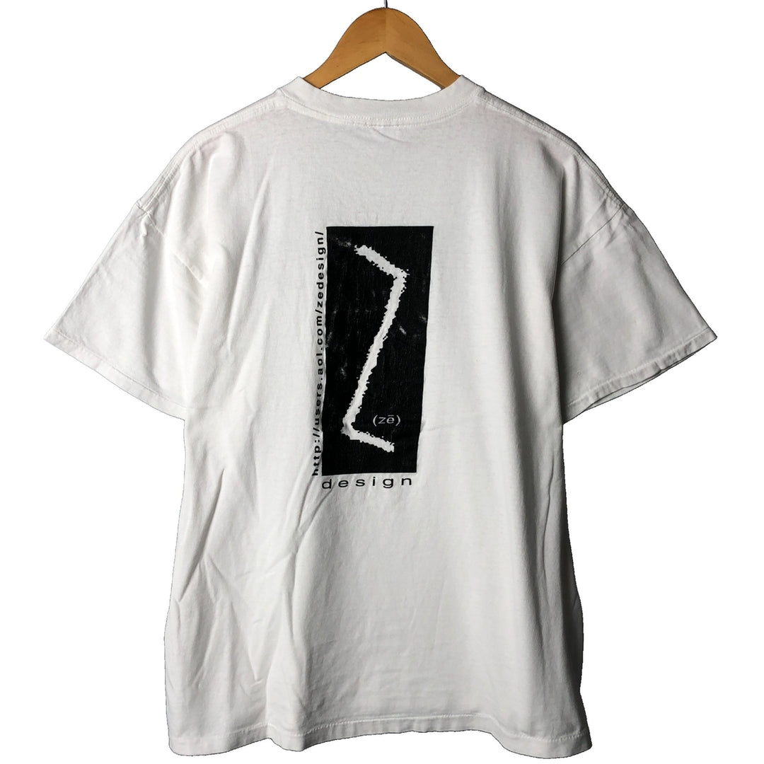 Vintage 90'S Delta ZE DESIGN advertising T-shirt, men's size XL cotton white type Vintage Second Hand