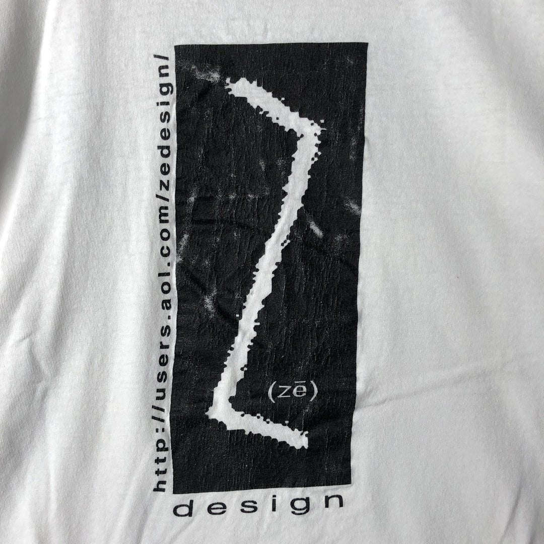 Vintage 90'S Delta ZE DESIGN advertising T-shirt, men's size XL cotton white type Vintage Second Hand