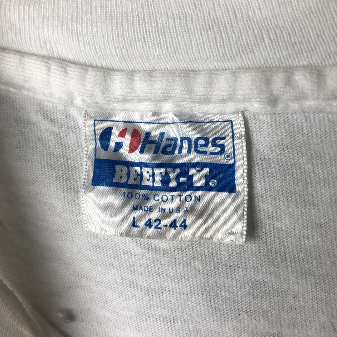 Vintage 90'S Hanes BEEFY-T Blue Tag Bird Animal Print T-Shirt, Made in USA, Men's Size L cotton white type Vintage Second Hand