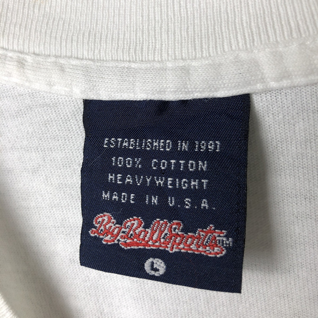 Vintage 90'S Big Ball Sports Fish Print Animal T-Shirt, Made in USA, Men's Size L cotton white type Vintage Second Hand