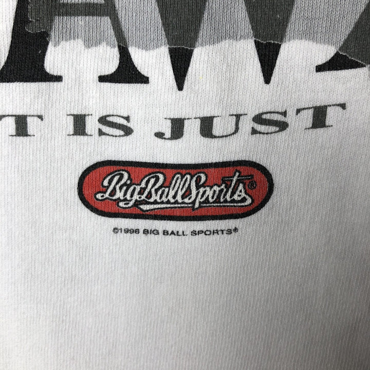 Vintage 90'S Big Ball Sports Fish Print Animal T-Shirt, Made in USA, Men's Size L cotton white type Vintage Second Hand