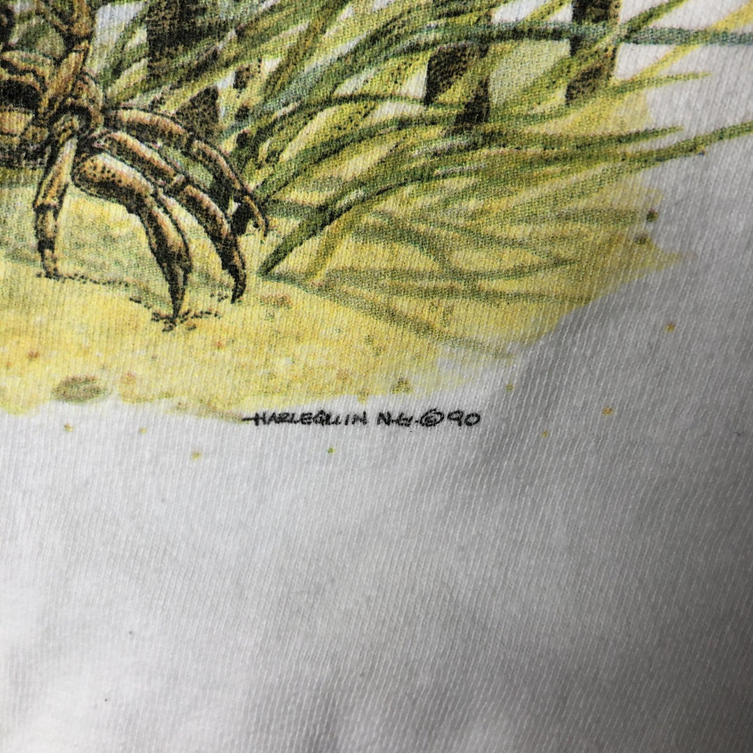 Vintage 90'S Hanes Beefy-T Blue Tag Fish Print Animal T-Shirt, Made in USA, Men's Size XL cotton white type Vintage Second Hand