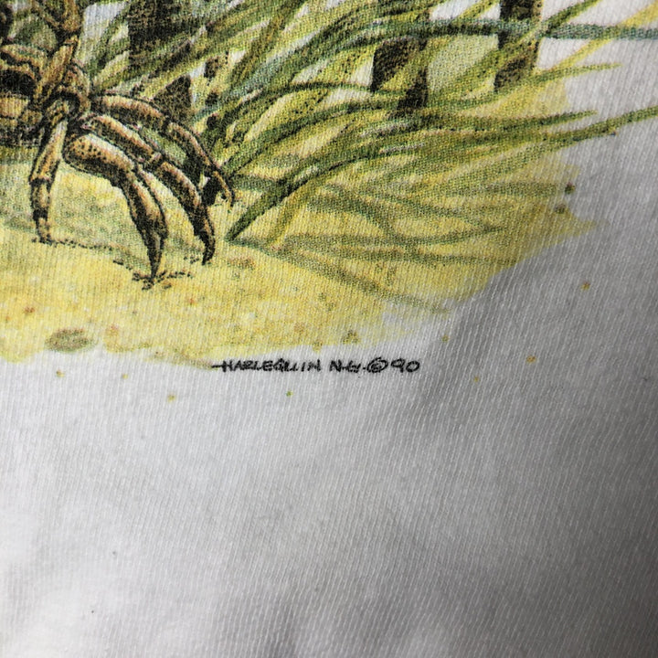 Vintage 90'S Hanes Beefy-T Blue Tag Fish Print Animal T-Shirt, Made in USA, Men's Size XL cotton white type Vintage Second Hand