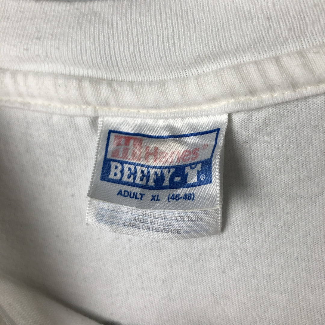 Vintage 90'S Hanes Beefy-T Blue Tag Fish Print Animal T-Shirt, Made in USA, Men's Size XL cotton white type Vintage Second Hand