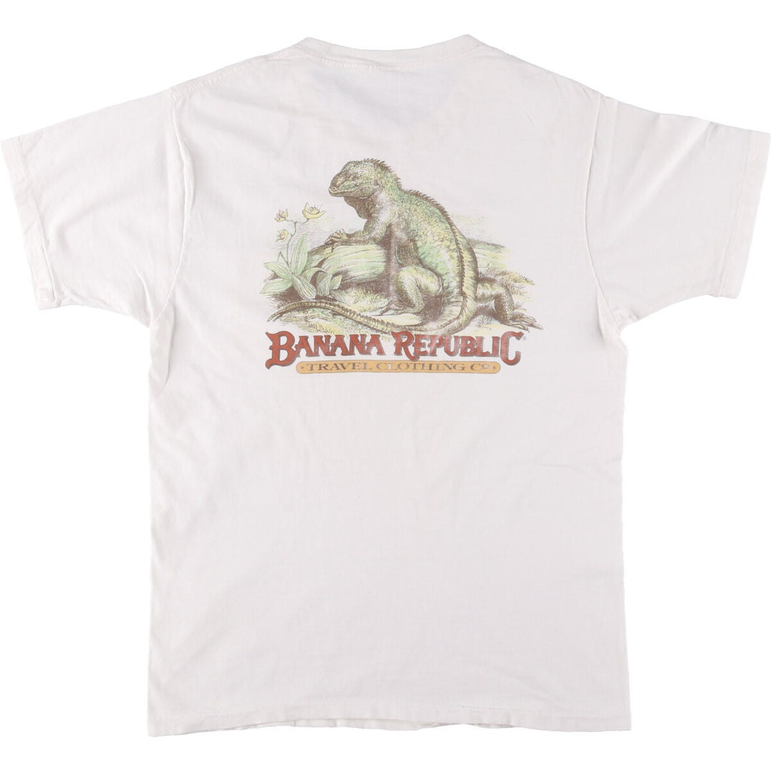 90'S Vintage Banana Republic Animal Pattern Short Sleeve Logo T-Shirt, Men's Size L unclear white type Vintage Second Hand