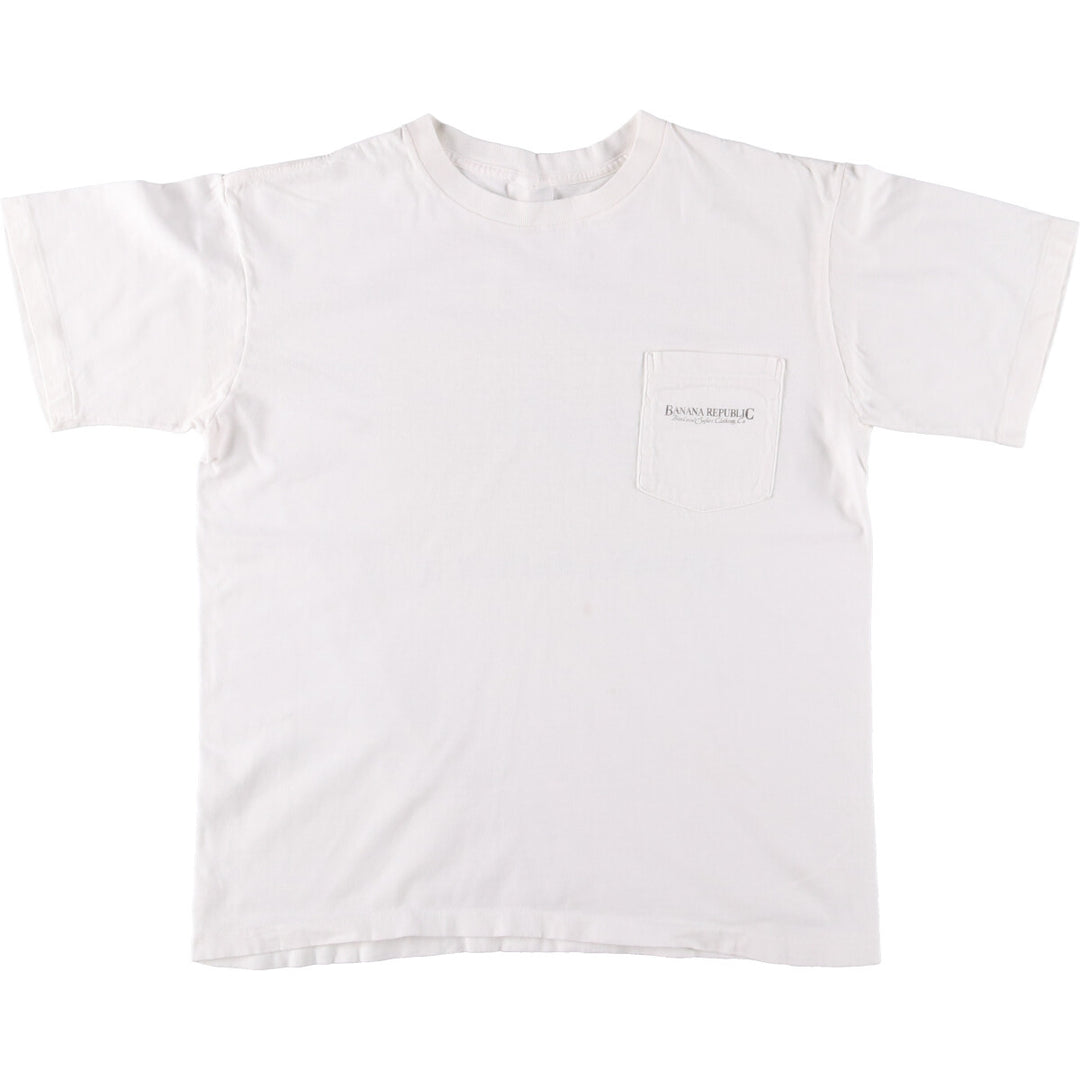 90'S Vintage Banana Republic Animal Pattern Short Sleeve Logo T-Shirt, Men's Size L unclear white type Vintage Second Hand