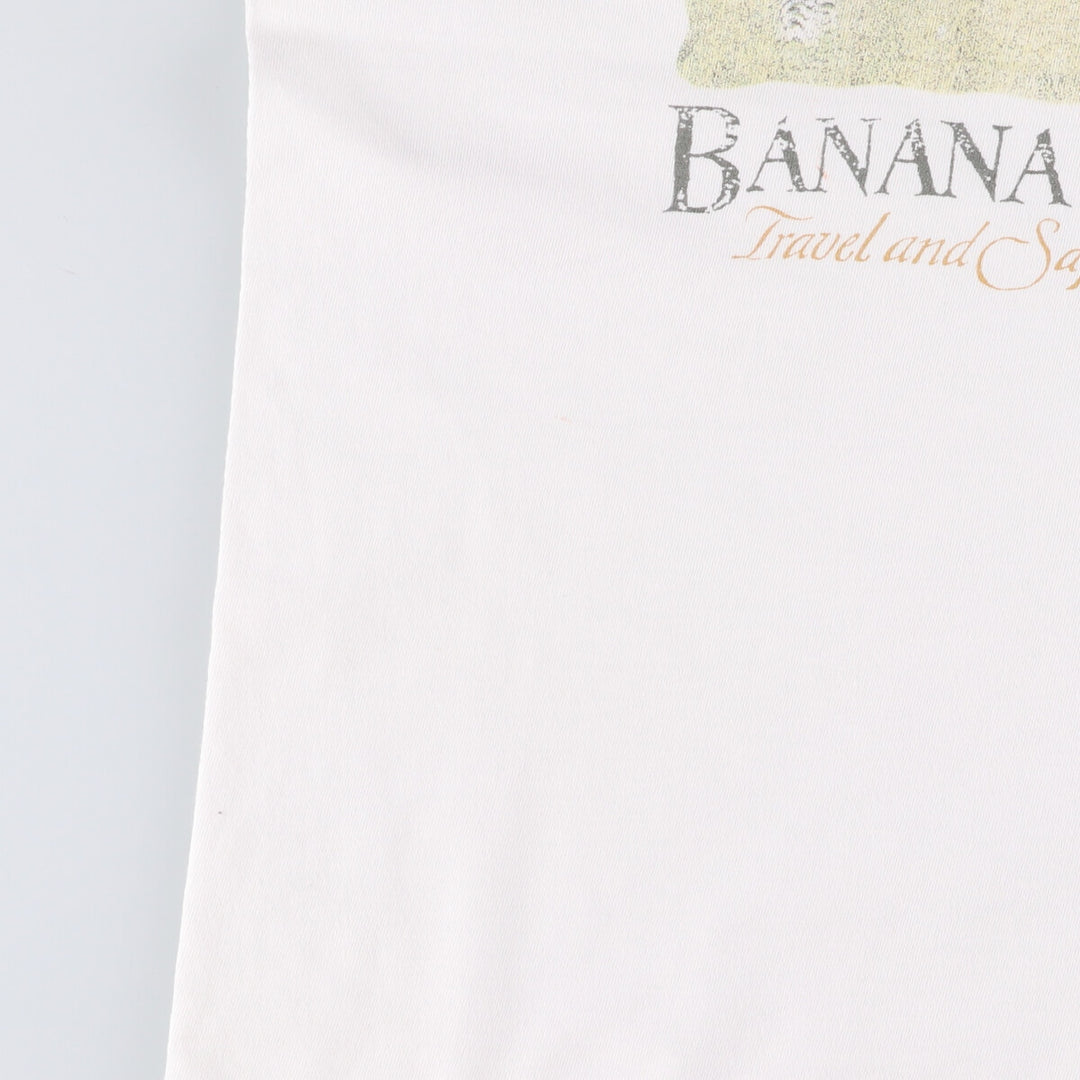 90'S Vintage Banana Republic Animal Pattern Short Sleeve Logo T-Shirt, Men's Size L unclear white type Vintage Second Hand