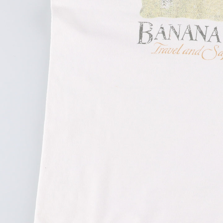 90'S Vintage Banana Republic Animal Pattern Short Sleeve Logo T-Shirt, Men's Size L unclear white type Vintage Second Hand