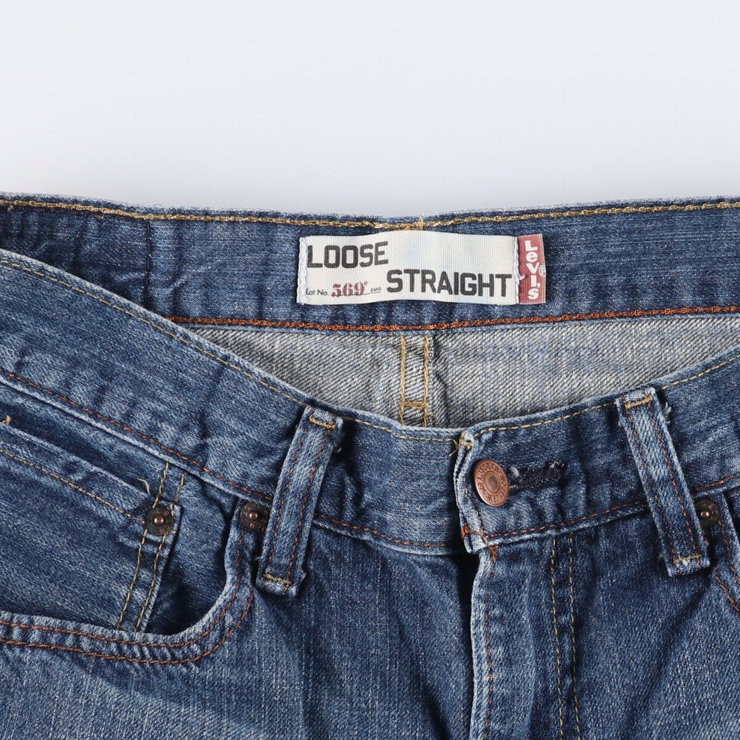 Levi's 569 LOOSE STRAIGHT denim shorts, half pants, men's w31 equivalent cotton blue type Vintage Second Hand