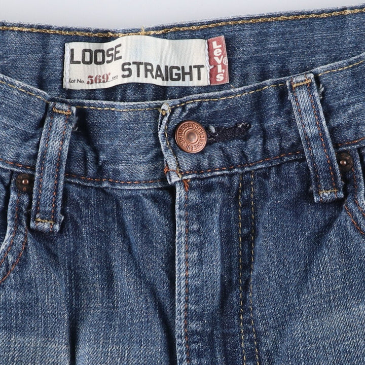 Levi's 569 LOOSE STRAIGHT denim shorts, half pants, men's w31 equivalent cotton blue type Vintage Second Hand