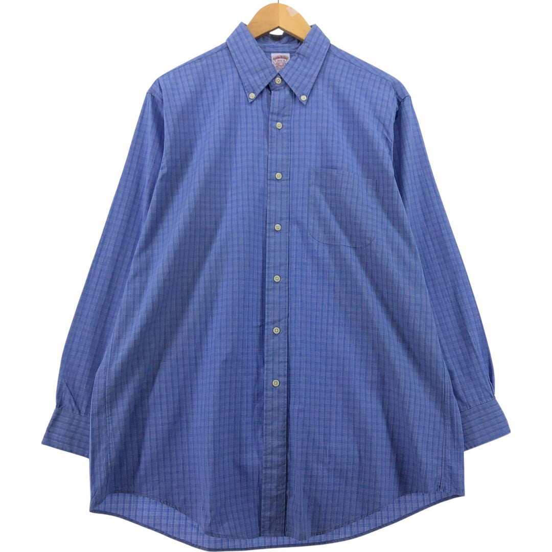 Brooks Brothers Est.1818 Long Sleeve Button-Down Check Shirt, Men's Size L cotton blue type Vintage Second Hand