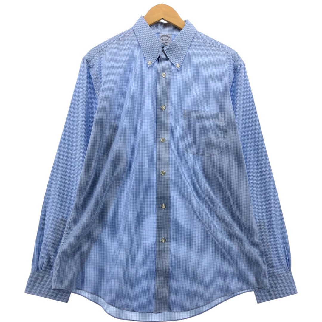Brooks Brothers Est.1818 Gingham Check Long Sleeve Button-Down Check Shirt Men's Size L cotton blue type Vintage Second Hand
