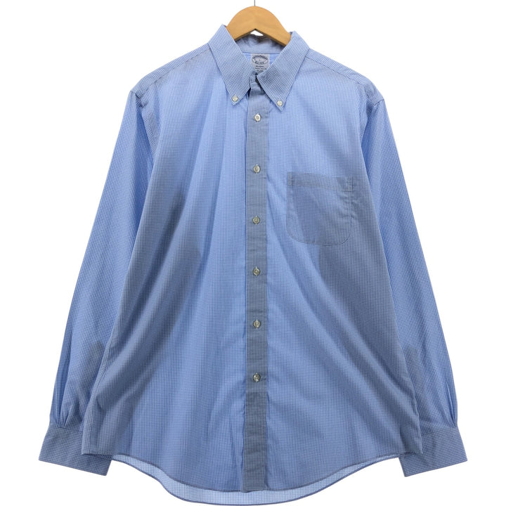 Brooks Brothers Est.1818 Gingham Check Long Sleeve Button-Down Check Shirt Men's Size L cotton blue type Vintage Second Hand