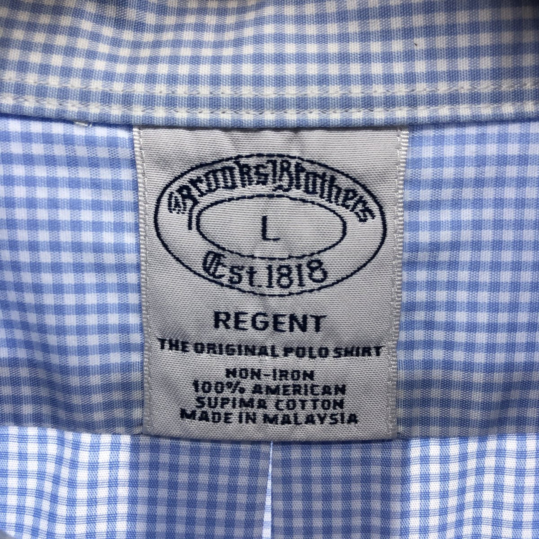 Brooks Brothers Est.1818 Gingham Check Long Sleeve Button-Down Check Shirt Men's Size L cotton blue type Vintage Second Hand