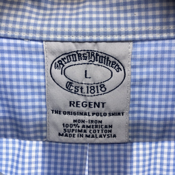 Brooks Brothers Est.1818 Gingham Check Long Sleeve Button-Down Check Shirt Men's Size L cotton blue type Vintage Second Hand